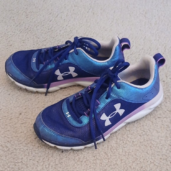 Girls Under Armour Purple and Blue Sneakers - Picture 1 of 9